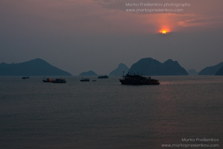 Sunset over a bay