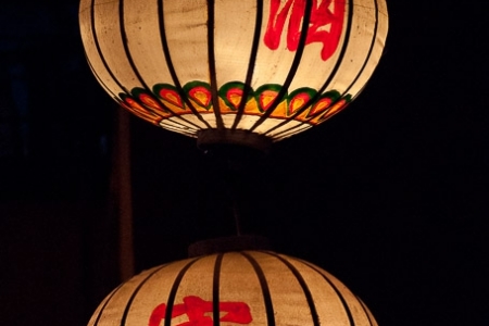 Two silk lanterns