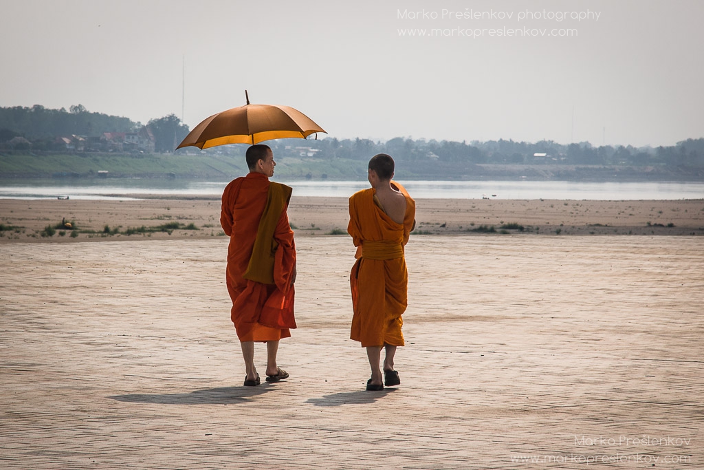 Two Buddhist monks discussing matters