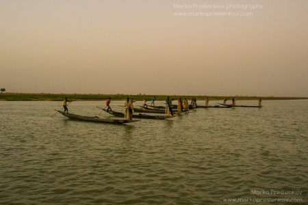 Line of fishing boats