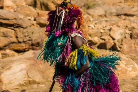 Traditional Dogon mask in full swing