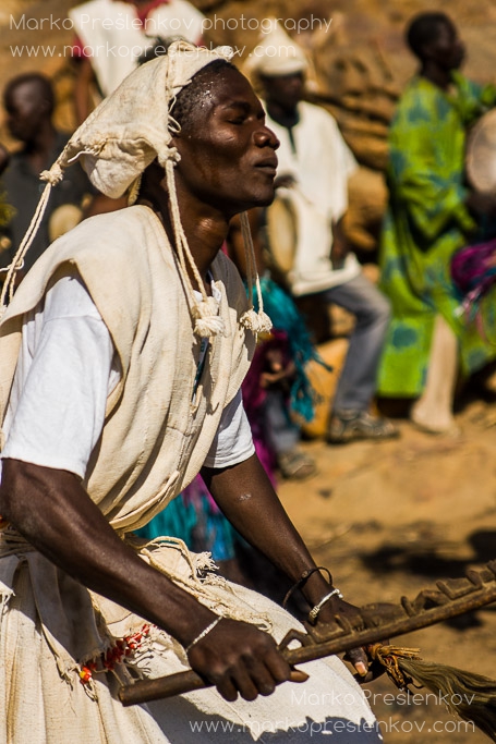 Dogon drummer in action