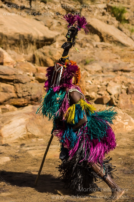 Traditional Dogon mask in full swing