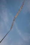 Lao Buddhist Wat flag flying in the wind