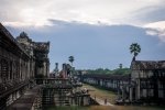 Visitors leaving Angkor Wat