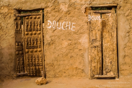 Traditinal wooden Dogon doors for showers