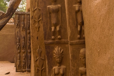 Traditional wooden Dogon doors