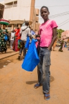 Blue bags seller